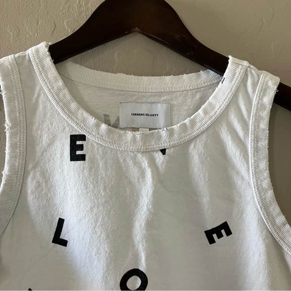 Current/Elliott White Tank Top with Black Print Love Size 1 - Picture 7 of 12